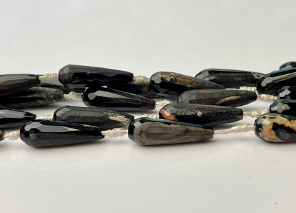 10x30 mm Large Stick Drop Shape Faceted Agate Gemstone Beads Genuine Moss Green or Black Color Gemstones Loose Beads 16 Inches Strand #4271
