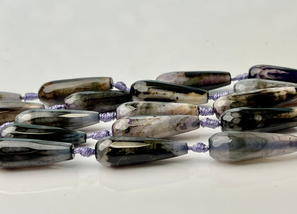 10x30 mm Large Stick Drop Shape Faceted Agate Gemstone Beads Genuine Purple Black Color Gemstones Loose Beads 16 Inches Strand #4285