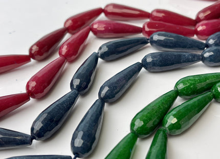 10x30 mm Large Stick Drop Shape Faceted Agate Gemstone Beads Genuine Red Green Blue Color Gemstones Loose Beads 15.5 Inches Strand #4265