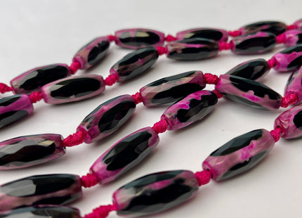 10x24 mm Long Barrel Shape Faceted Agate Gemstone Beads Genuine Purple Pink Black Color Gemstones Loose Beads 15 Inches Strand #4268
