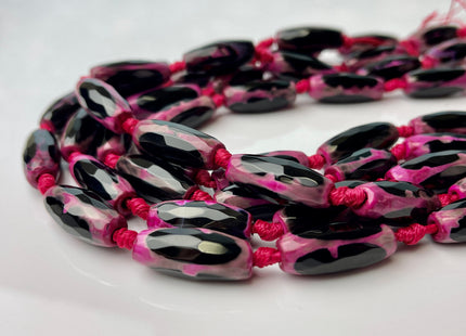 10x24 mm Long Barrel Shape Faceted Agate Gemstone Beads Genuine Purple Pink Black Color Gemstones Loose Beads 15 Inches Strand #4268