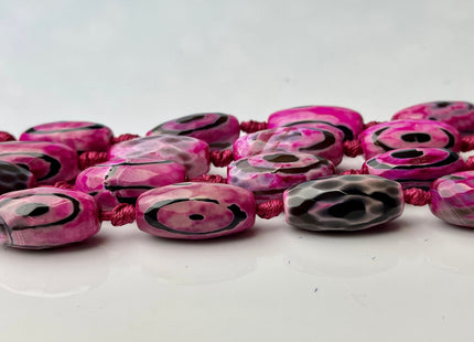 10-12x24 mm Long Barrel Shape Faceted Agate Gemstone Beads Genuine Pink and Black Color Gemstones Loose Beads 15 Inches Strand #4267