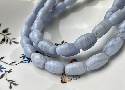 11x18 mm Large Barrel Shape Smooth Agate Gemstone Beads Genuine Blue Lace Agate Gemstones Loose Beads 15 Inches Strand #4261