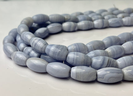 11x18 mm Large Barrel Shape Smooth Agate Gemstone Beads Genuine Blue Lace Agate Gemstones Loose Beads 15 Inches Strand #4261