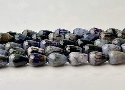 10x14 mm Large Teardrop Shape Faceted Agate Gemstone Beads Genuine Gray and Black Color Agate Gemstones Loose Beads 15 Inches Strand #4284