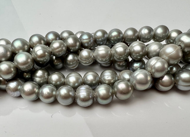 10 mm Large Hole Dark Gray Color Potato Freshwater Pearl Beads Hole Size 2.2 mm Large Hole Beads Large Hole Freshwater Pearls #P2289