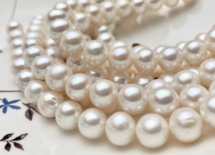 10mm AAA HalfStrand Large Hole Natural White Round Freshwater Pearl Hole Size 1.0mm 1.2mm 1.5mm 3.0mm Genuine Quality Pearl 21 Pieces #P1327