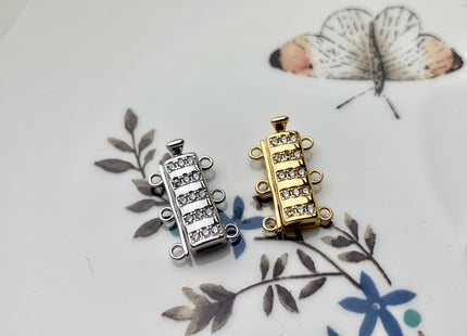 10x12 mm 925 Sterling Silver/Gold Bar Shape Clasp Genuine Sterling Silver Findings 925 Sterling Silver Multi Strands Clasps With CZ #10100