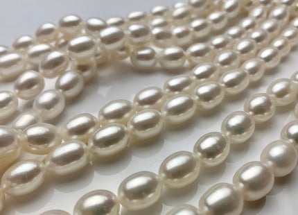 7.5-8x10-11 mm AAAA Natural White Rice Shape Freshwater Pearl Beads Genuine Rice/Oval High Quality Smooth Freshwater Pearl 38 Pieces #P1433