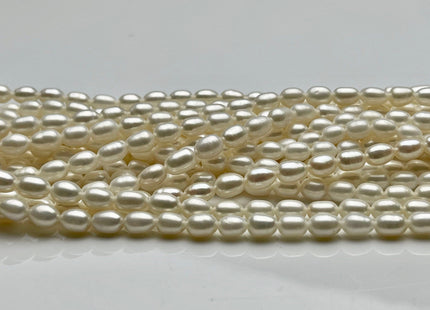 4x6mm or 4.5-5x7 mm Natural White Long Oval Rice Shape Genuine Freshwater Pearl Beads Natural Color High Luster Beads #P1784