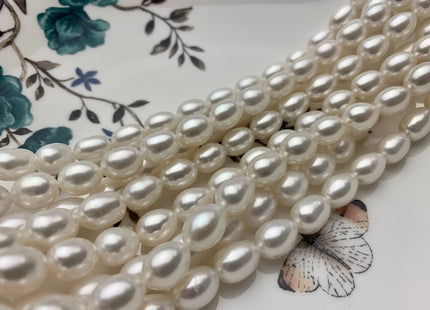 8x10-11 mm AAAA Natural White Rice Shape Freshwater Pearl Beads Genuine Rice/Oval High Quality Smooth Freshwater Pearl 37 Pieces #P1433