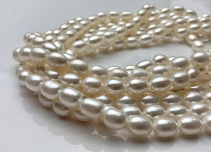 8x10-11 mm AAAA Natural White Rice Shape Freshwater Pearl Beads Genuine Rice/Oval High Quality Smooth Freshwater Pearl 37 Pieces #P1433