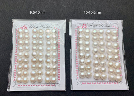 AAAA One Pair 7-12 mm Top Quality High Luster Round Button Half Drilled Freshwater Pearls Genuine Natural White Freshwater Pearls #1621