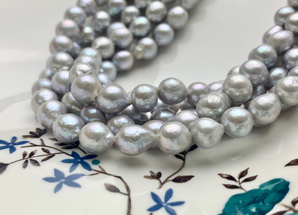 9-12 mm AAA Gray Color Baroque Freshwater Pearl Beads Genuine Cultured Baroque Edison Pearls 35 Pieces #P1206