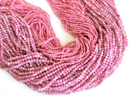 2mm 2.5mm OR 3.5mm Natural Pink Micro Faceted Round Tourmaline Gemstone Beads Tiny Pink Tourmaline Loose Beads #2051
