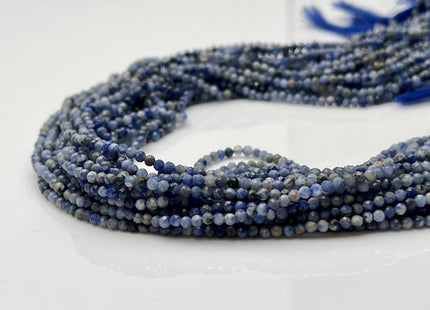 2 mm Faceted Round Tiny Multi Blue Sodalite Gemstone Beads Genuine Natural Sodalite Loose Beads 13 Inches Strand #4140