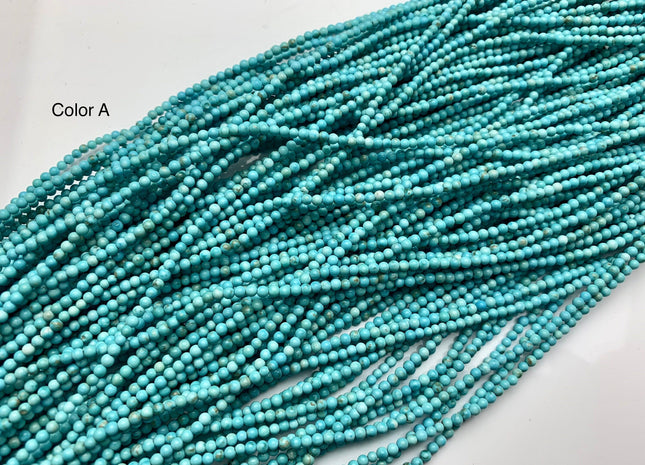 2mm Smooth Round Tiny Howlite Turquoise Color Beads Smooth Howlite Gemstone Beads #496