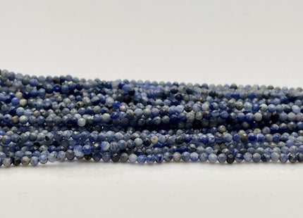 2 mm Faceted Round Tiny Multi Blue Sodalite Gemstone Beads Genuine Natural Sodalite Loose Beads 13 Inches Strand #4140