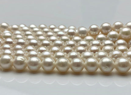 8mm AAA Large Hole Round Natural White Freshwater Pearl Beads Hole Size 1.0mm Or 1.2mm Genuine Top Quality High Luster Pearls 54 Beads #1066