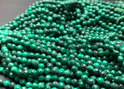 2.5 mm 3 mm 4 mm AAA Natural Color Faceted Round Malachite Gemstone Beads Top Quality Micro Faceted Malachite Gemstone Loose Beads # 2996