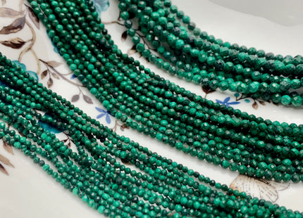 2.5 mm 3 mm 4 mm AAA Natural Color Faceted Round Malachite Gemstone Beads Top Quality Micro Faceted Malachite Gemstone Loose Beads # 2996