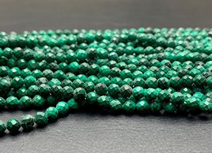 2.5 mm 3 mm 4 mm AAA Natural Color Faceted Round Malachite Gemstone Beads Top Quality Micro Faceted Malachite Gemstone Loose Beads # 2996