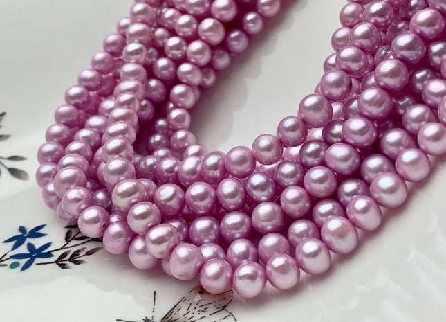 6.5-7mm AA Pink Color Potato Freshwater Pearl Beads High Luster Genuine Pink Colored Freshwater Pearl Beads 65 Pieces #P1518