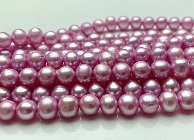 6.5-7mm AA Pink Color Potato Freshwater Pearl Beads High Luster Genuine Pink Colored Freshwater Pearl Beads 65 Pieces #P1518