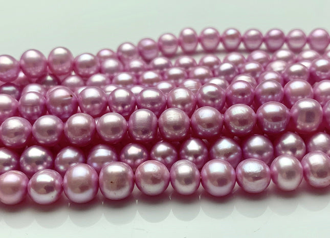 6.5-7mm AA Pink Color Potato Freshwater Pearl Beads High Luster Genuine Pink Colored Freshwater Pearl Beads 65 Pieces #P1518