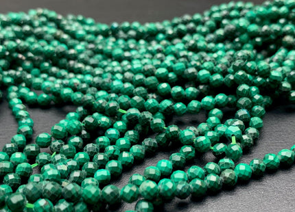 2.5 mm 3 mm 4 mm AAA Natural Color Faceted Round Malachite Gemstone Beads Top Quality Micro Faceted Malachite Gemstone Loose Beads # 2996