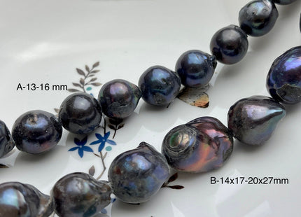 15x25 mm C Grade Large Hole Dark Peacock Baroque Pearl 2.2 mm Hole Rare Jumbo Baroque Peacock Freshwater Pearl Beads #1145