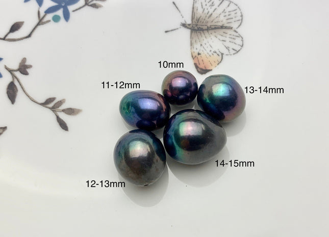 ONE Piece Rare AAA 10-15 mm Top Quality Peacock Color Half Drilled Baroque Freshwater Pearl Genuine Irregular Shape Edison Pearls #P1259