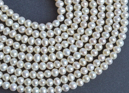4 mm AAA Natural White Potato Freshwater Pearl Beads, White Potato Genuine Cultured Pearl Beads, Wedding / Bridal Pearls #68