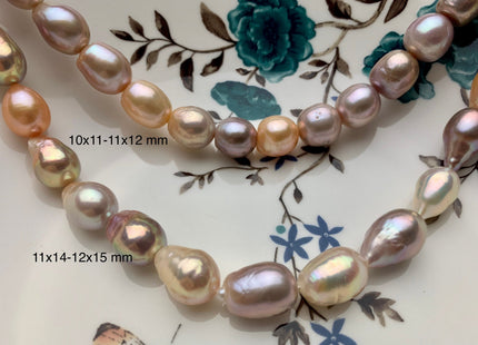 10x14-11x15mm AAAA Graduated Natural Multi Pink Freshwater Baroque/Edison Pearl Limited Edition Irregular Shape Genuine Edison Pearl #1037