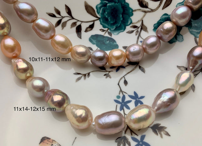 10x14-11x15mm AAAA Graduated Natural Multi Pink Freshwater Baroque/Edison Pearl Limited Edition Irregular Shape Genuine Edison Pearl #1037