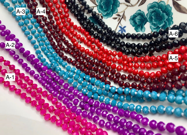 60 inches 5x6mm Hand Knotted Crystal Beads Necklace Double Or Triple Wrapped Ready To Wear Crystal Beads Finished Necklace #3289