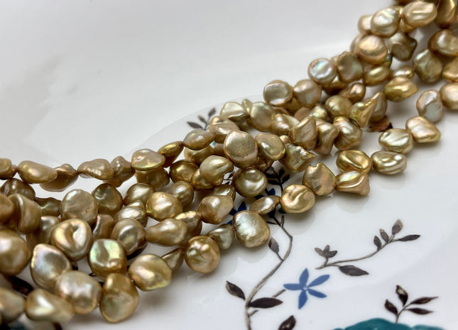 8x9-12 mm AAA Gold Champagne Color Keshi Freshwater Keshi Nugget Pearl Beads Top Drilled Genuine Champagne Keshi Freshwater Pearls #P2191