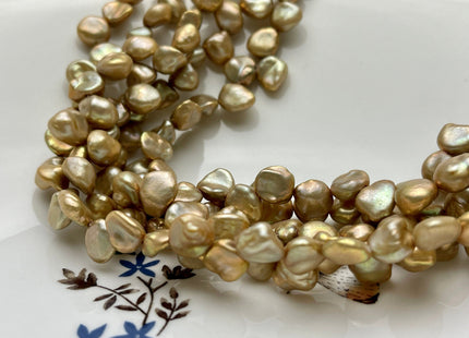 8x9-12 mm AAA Gold Champagne Color Keshi Freshwater Keshi Nugget Pearl Beads Top Drilled Genuine Champagne Keshi Freshwater Pearls #P2191