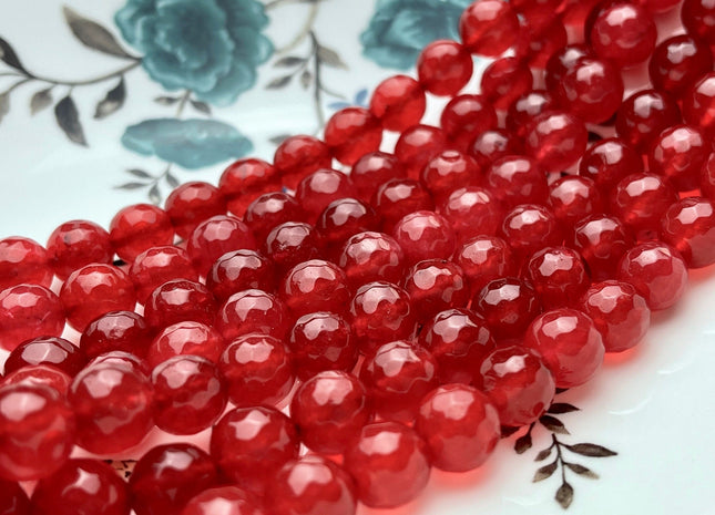 10mm Faceted Round Fire Agate Gemstone Beads Heat Treated Orange Red Carnelian Color Genuine Natural Agate 15.5 Inches Strand 38Pieces #3692