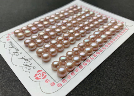 AAAA One Pair 7-10.5 mm Top Quality High Luster Round Button Half Drilled Freshwater Pearls Genuine Natural Pink Freshwater Pearls #1627
