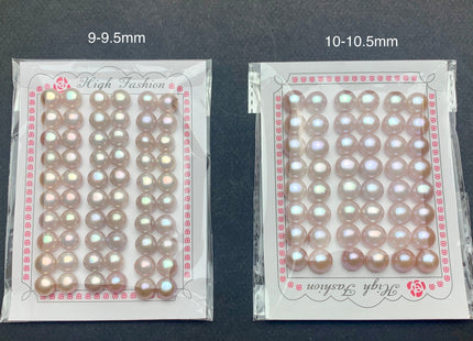 AAAA One Pair 7-10.5 mm Top Quality High Luster Round Button Half Drilled Freshwater Pearls Genuine Natural Pink Freshwater Pearls #1627