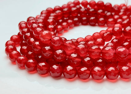 10mm Faceted Round Fire Agate Gemstone Beads Heat Treated Orange Red Carnelian Color Genuine Natural Agate 15.5 Inches Strand 38Pieces #3692