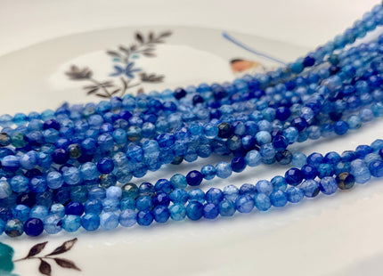 WHOLESALE 3 mm Faceted Round Agate Gemstone Beads Genuine Mixed White Gray Green Aqua Blue Color Agate Loose Beads 15 Inches #3228