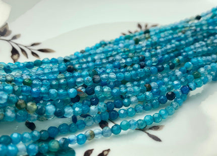 WHOLESALE 3 mm Faceted Round Agate Gemstone Beads Genuine Mixed White Gray Green Aqua Blue Color Agate Loose Beads 15 Inches #3228