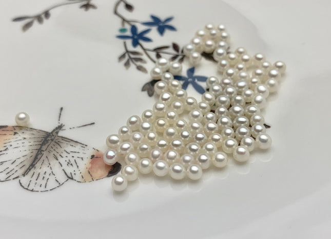 Two Pieces AAAAA 3-3.5mm High Luster Undrilled/Half Drilled/Through Drilled Tiny Freshwater Pearls Genuine White Round Pearl Beads #P1191