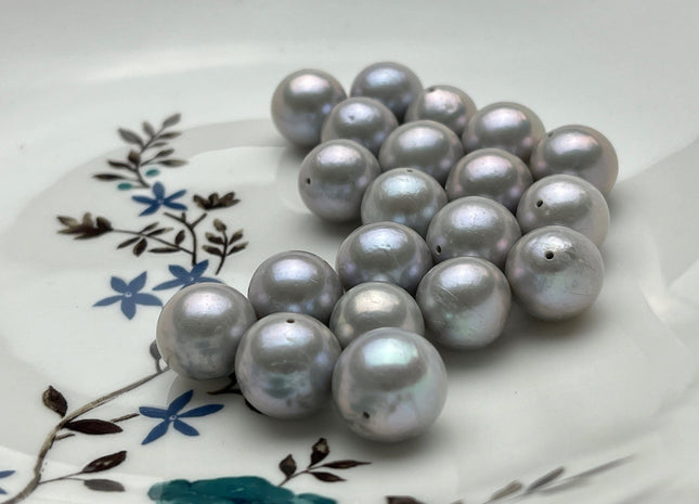 ONE Piece Rare AAAA 11.5-13 mm Top Quality High Luster Full Drilled Gray Color Edison Freshwater Pearls Genuine Cultured Edison Pearl #P1988