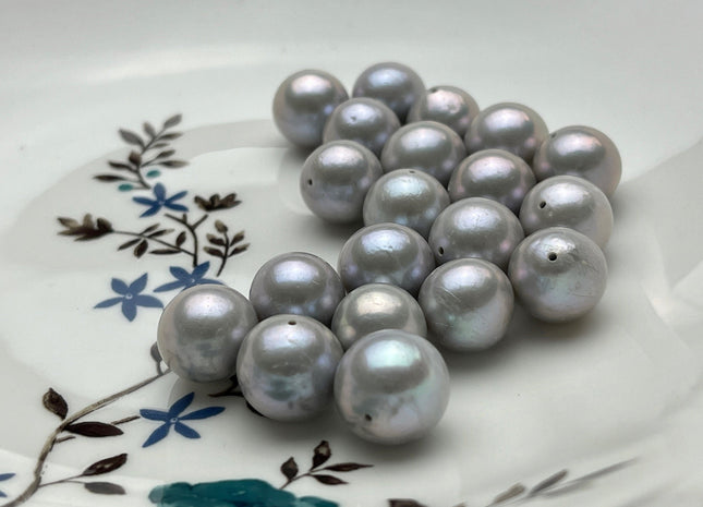 ONE Piece Rare AAAA 11.5-13 mm Top Quality High Luster Full Drilled Gray Color Edison Freshwater Pearls Genuine Cultured Edison Pearl #P1988