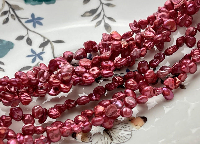 5x6-8 mm AAA Fuchsia Pink Keshi Freshwater Pearls Top Drilled Keshi Pearl Beads Very High Luster Genuine Keishi Freshwater Pearls #P1791