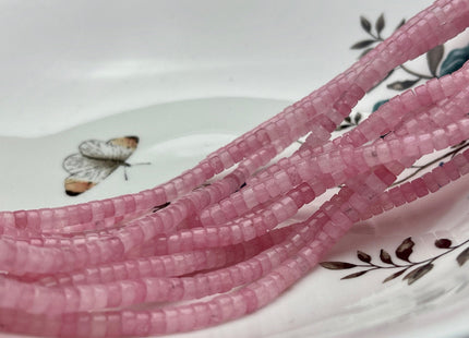 2x4mm Natural Pink Color Jade Heishi Rondelle Shape Genuine Pink Jade Discs Gemstone Loose Beads 15.5 Inches Strand #3830