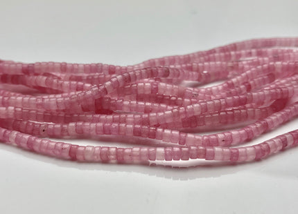 2x4mm Natural Pink Color Jade Heishi Rondelle Shape Genuine Pink Jade Discs Gemstone Loose Beads 15.5 Inches Strand #3830